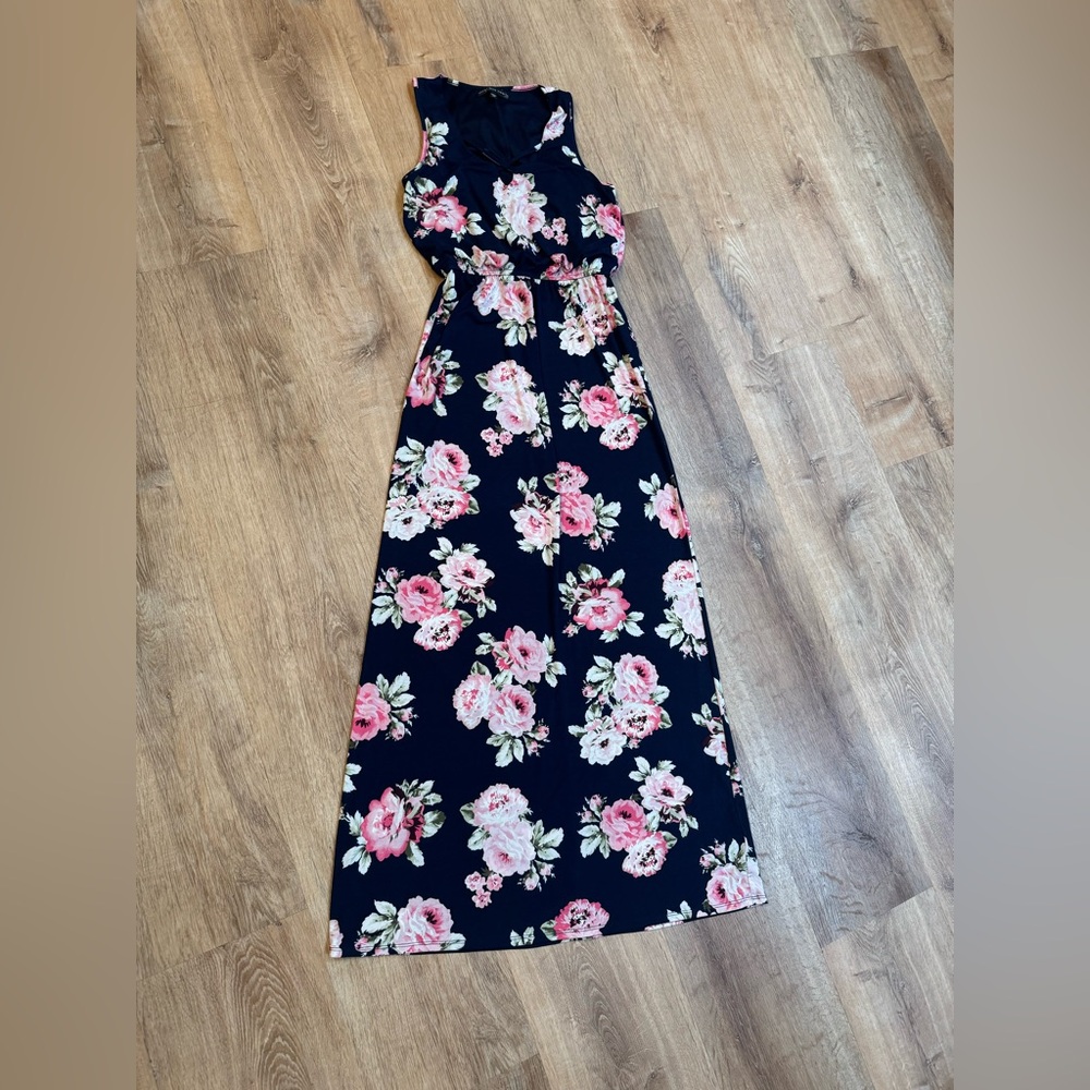 Three Hearts Floral - Floral Maxi Dress